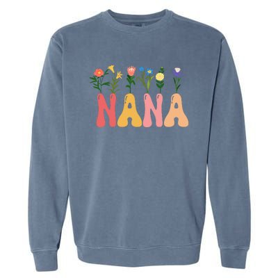 Cute Retro Floral Nana Garment-Dyed Sweatshirt