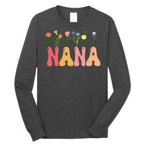 Cute Retro Floral Nana Long Sleeve Shirt