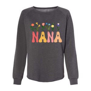 Cute Retro Floral Nana Womens California Wash Sweatshirt