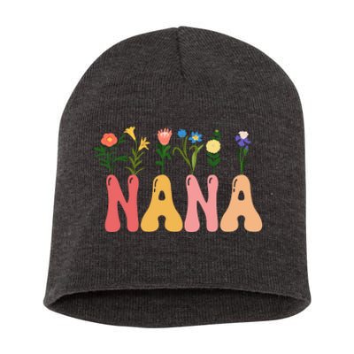 Cute Retro Floral Nana Short Acrylic Beanie