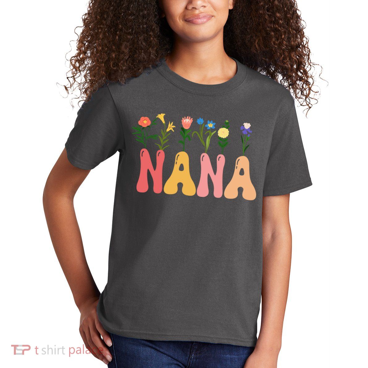 Cute Retro Floral Nana Kids T-Shirt