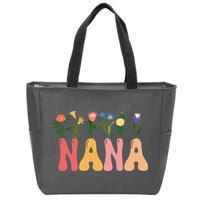 Cute Retro Floral Nana Zip Tote Bag