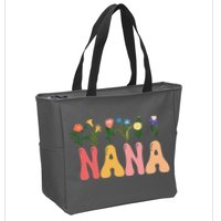 Cute Retro Floral Nana Zip Tote Bag