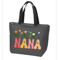 Cute Retro Floral Nana Zip Tote Bag
