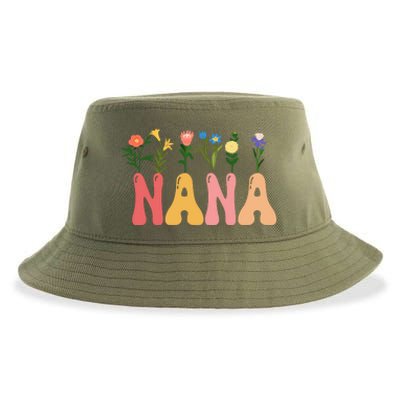 Cute Retro Floral Nana Sustainable Bucket Hat