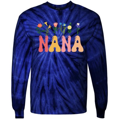 Cute Retro Floral Nana Tie-Dye Long Sleeve Shirt