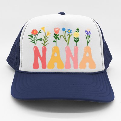 Cute Retro Floral Nana Trucker Hat