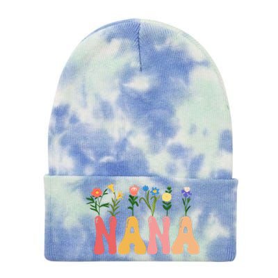 Cute Retro Floral Nana Tie Dye 12in Knit Beanie