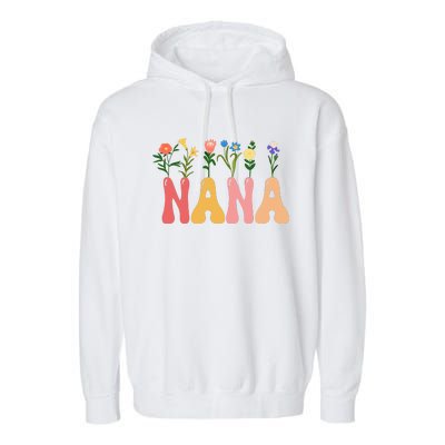 Cute Retro Floral Nana Garment-Dyed Fleece Hoodie