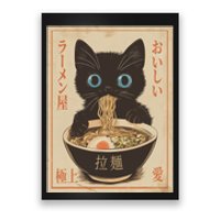 Cat Ramen Funny Japanese Graphic Kawaii Anime Vintage Poster