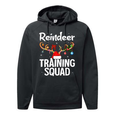 Christmas Running Funny Reindeer Training Squad Team Family Performance Fleece Hoodie