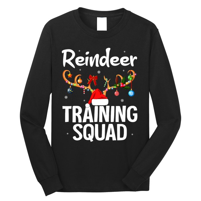 Christmas Running Funny Reindeer Training Squad Team Family Long Sleeve Shirt