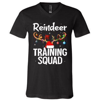 Christmas Running Funny Reindeer Training Squad Team Family V-Neck T-Shirt