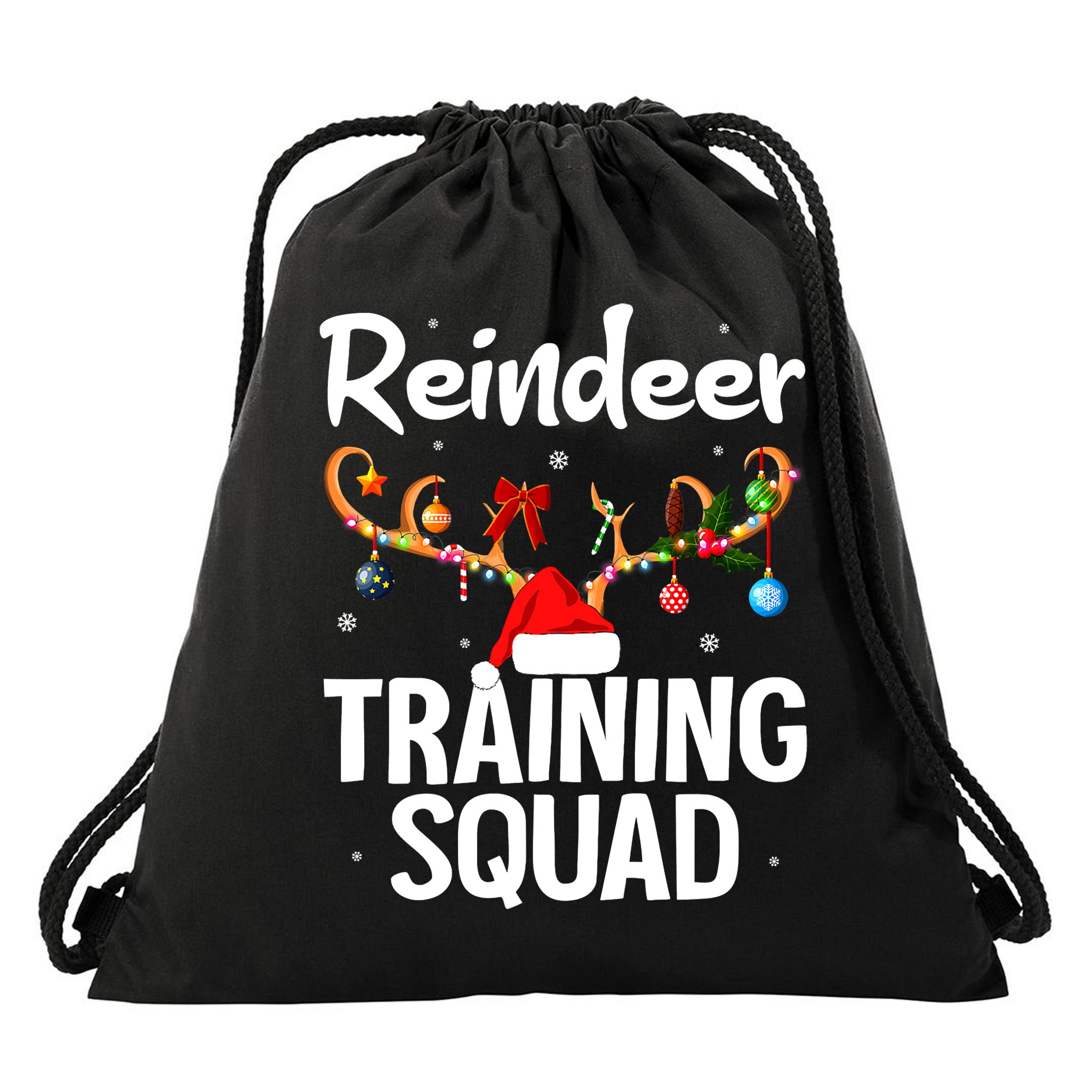 Christmas Running Funny Reindeer Training Squad Team Family Drawstring Bag