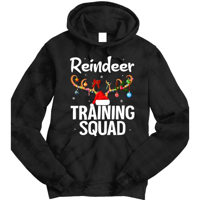 Christmas Running Funny Reindeer Training Squad Team Family Tie Dye Hoodie