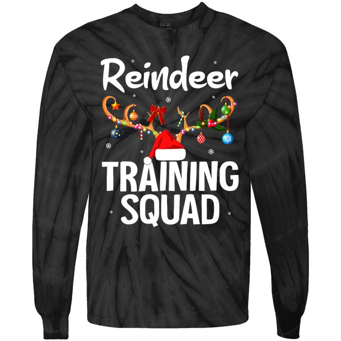 Christmas Running Funny Reindeer Training Squad Team Family Tie-Dye Long Sleeve Shirt