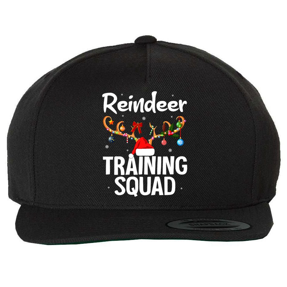 Christmas Running Funny Reindeer Training Squad Team Family Wool Snapback Cap