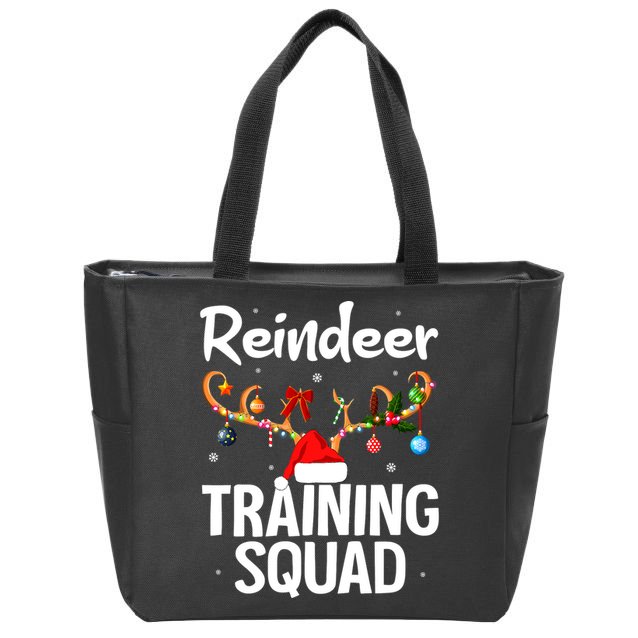 Christmas Running Funny Reindeer Training Squad Team Family Zip Tote Bag