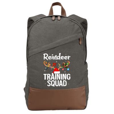 Christmas Running Funny Reindeer Training Squad Team Family Cotton Canvas Backpack
