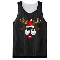 Christmas Reindeer Face Santa Hat Xmas Lights Mesh Reversible Basketball Jersey Tank