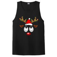 Christmas Reindeer Face Santa Hat Xmas Lights PosiCharge Competitor Tank