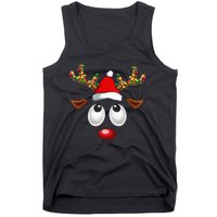 Christmas Reindeer Face Santa Hat Xmas Lights Tank Top