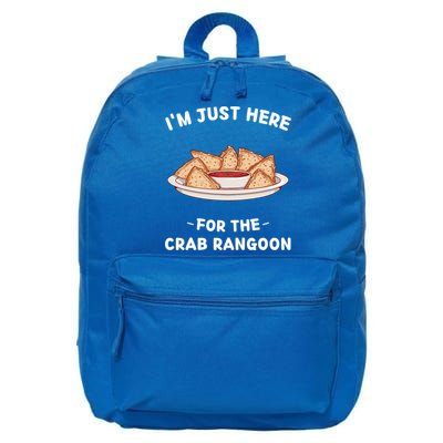 Crab Rangoon Food Lover Im Just Here For The Crab Rangoon Cool Gift 16 in Basic Backpack