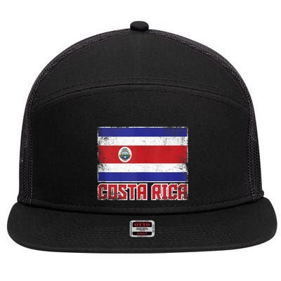 Costa Rica Flag Vintage Retro Country Costa Rican 7 Panel Mesh Trucker Snapback Hat