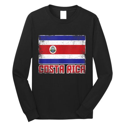 Costa Rica Flag Vintage Retro Country Costa Rican Long Sleeve Shirt
