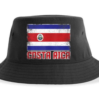 Costa Rica Flag Vintage Retro Country Costa Rican Sustainable Bucket Hat