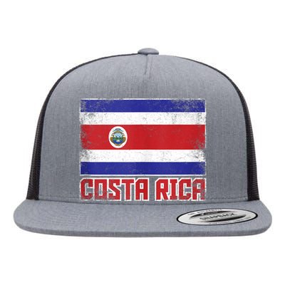 Costa Rica Flag Vintage Retro Country Costa Rican Flat Bill Trucker Hat