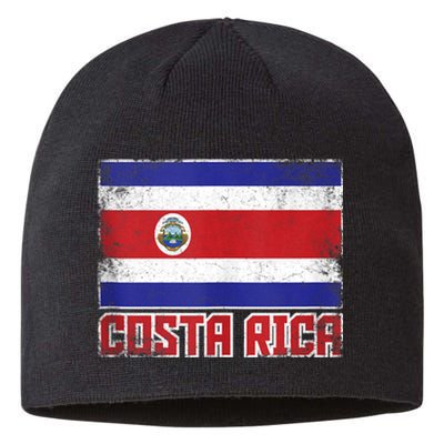 Costa Rica Flag Vintage Retro Country Costa Rican Sustainable Beanie