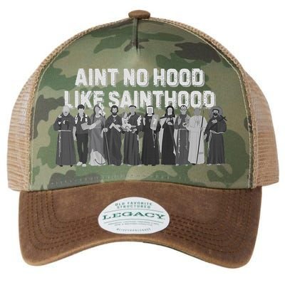 Catholic Religious Faith Prayer AinT No Hood Like Sainthood Legacy Tie Dye Trucker Hat