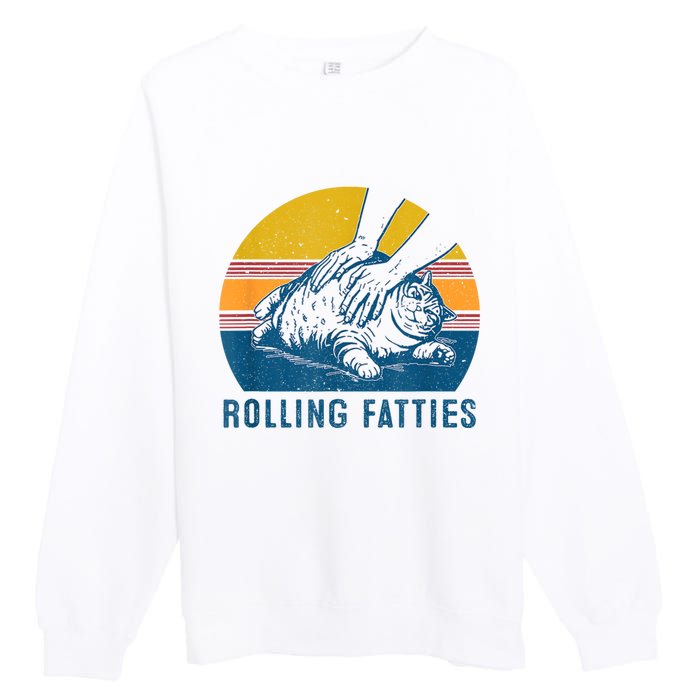 Cat Rolling Fatties Funny Premium Crewneck Sweatshirt