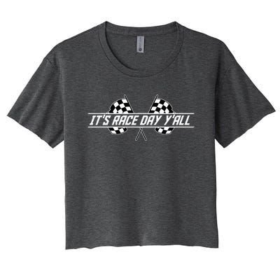 Car Racing Flag Finish Line Checkered Automobile Sport Racer Women's Crop Top Tee