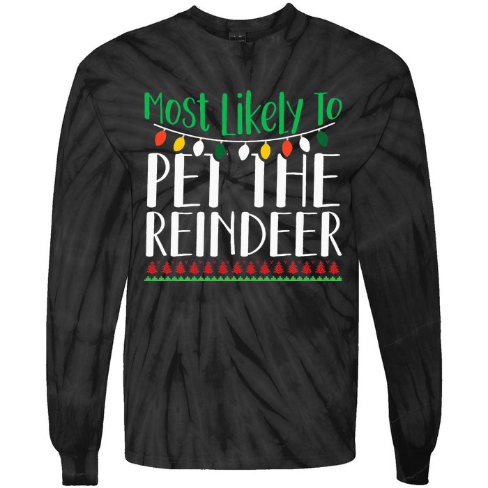 Christmas Reindeer Family Fun Festive Gift Tie-Dye Long Sleeve Shirt