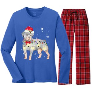 Christmas Rottweiler Funny Gift Women's Long Sleeve Flannel Pajama Set 