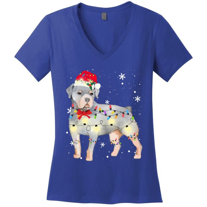 Christmas Rottweiler Funny Gift Women's V-Neck T-Shirt