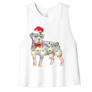 Christmas Rottweiler Funny Gift Women's Racerback Cropped Tank