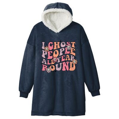 Cute Retro Funny Fall I Ghost People All Year Halloween Gift Hooded Wearable Blanket