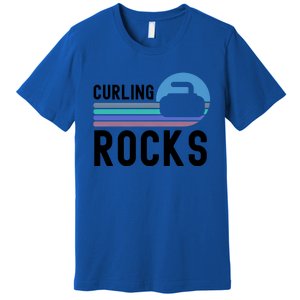 Curling Rocks Funny Curling Player Pun Curling Team Funny Gift Premium T-Shirt