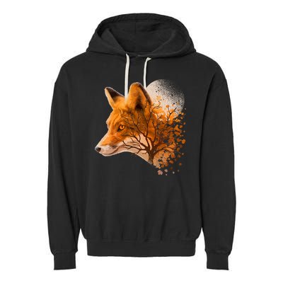 Cool Red Fox Tree Garment-Dyed Fleece Hoodie