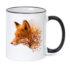 Cool Red Fox Tree 11oz Black Color Changing Mug