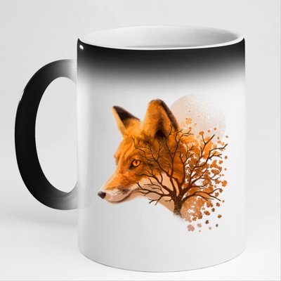 Cool Red Fox Tree 11oz Black Color Changing Mug