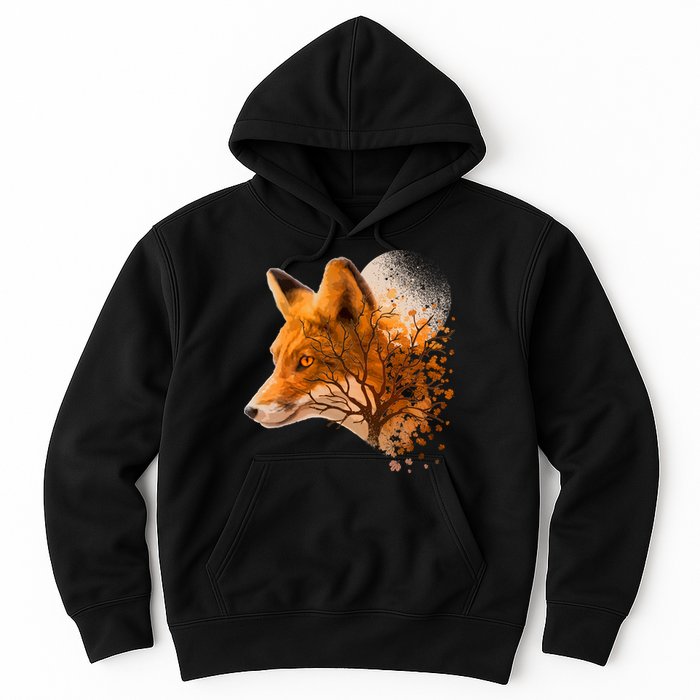Cool Red Fox Tree Hoodie