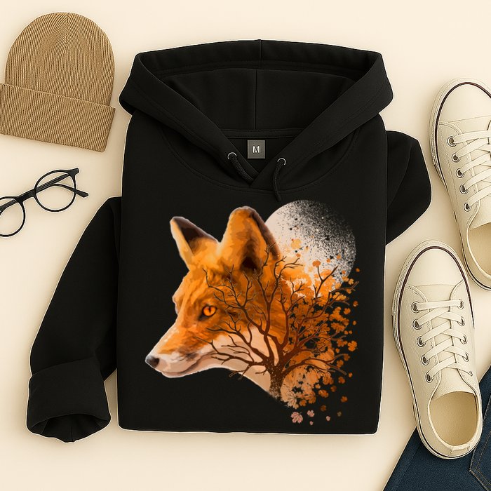 Cool Red Fox Tree Hoodie