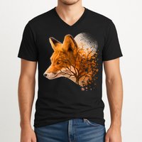 Cool Red Fox Tree V-Neck T-Shirt
