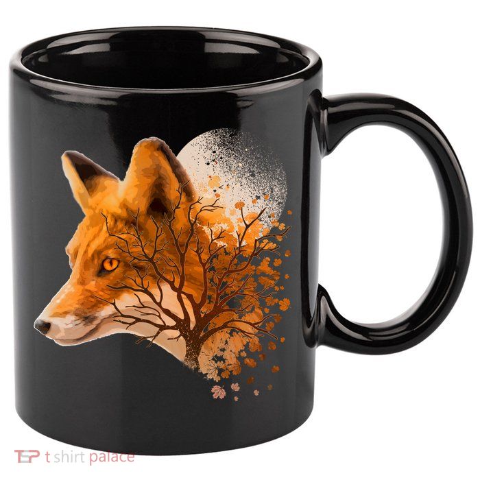 Cool Red Fox Tree 11oz C Handle Ceramic Mug