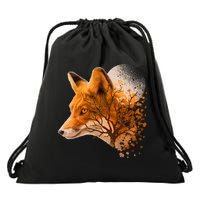 Cool Red Fox Tree Drawstring Bag
