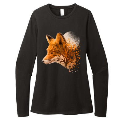 Cool Red Fox Tree Womens CVC Long Sleeve Shirt